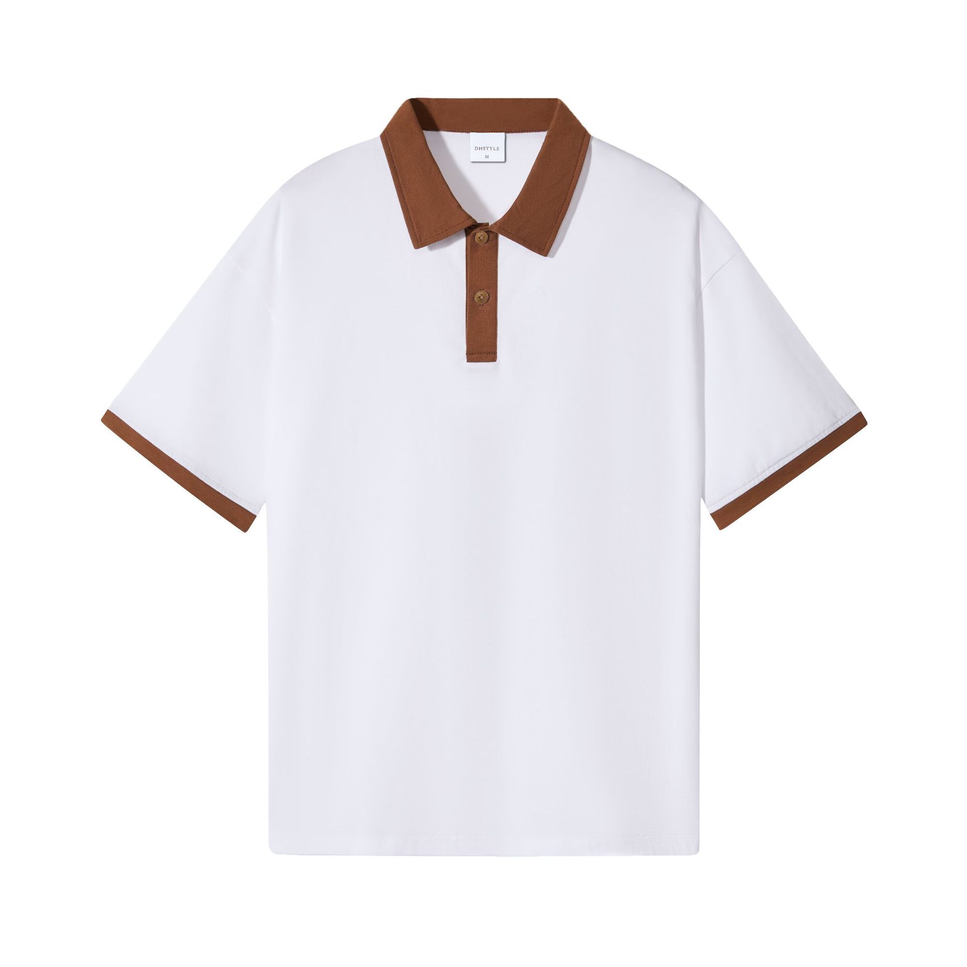 Picture of Summer new contrast Hong Kong style men's polo shirt short sleeve 230g heavy cotton commuter Joker lapel T-shirt Women