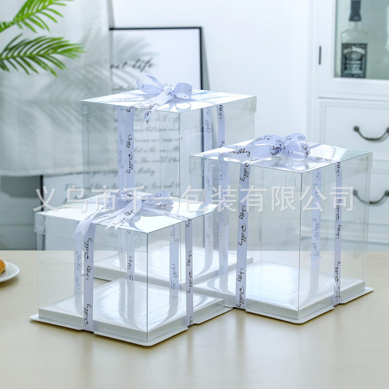 Wholesale transparent 4/6/8/10/12 inch birthday cake box 4/6/8/10 inch baking pastry packing box