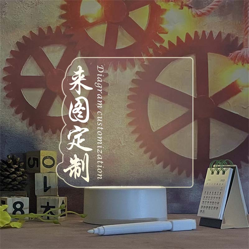 Picture of Ins Transparent Luminous Acrylic Noteboard Erasable Message Whiteboard Home Memo Tips Desktop Writing Pad