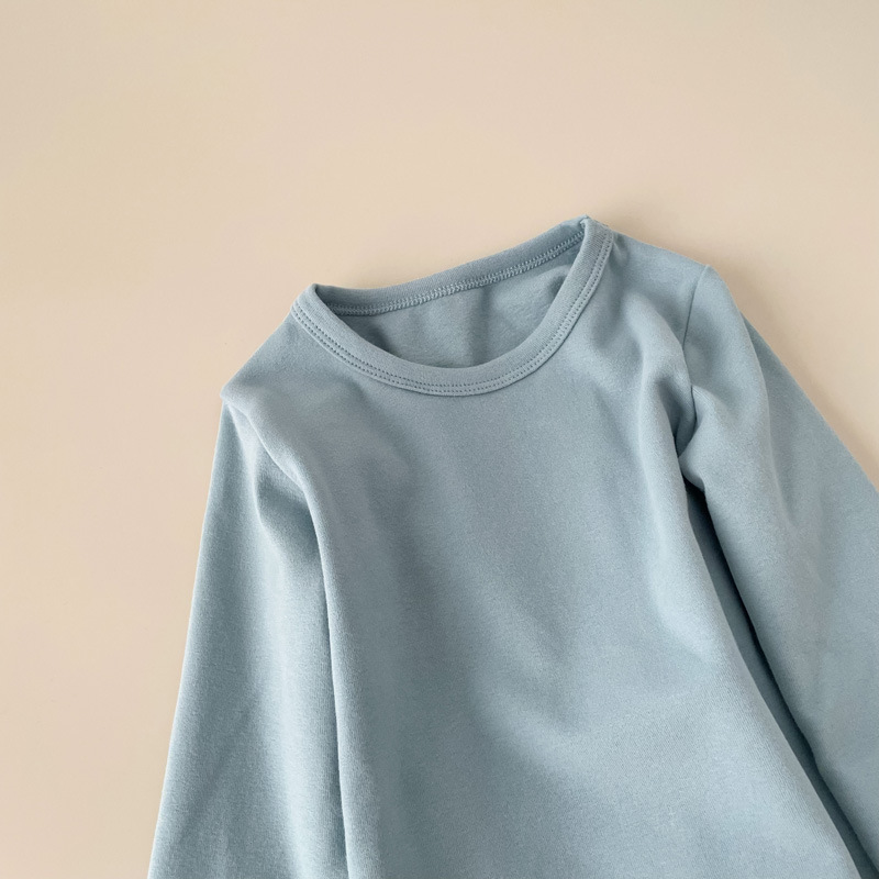 Picture of Children's Pure Cotton Thermal Underwear Boys' Bottoming Shirt Autumn and Winter Girls' Autumn Clothes Single-Piece Top Mid-Children's Half-High Collar Baby