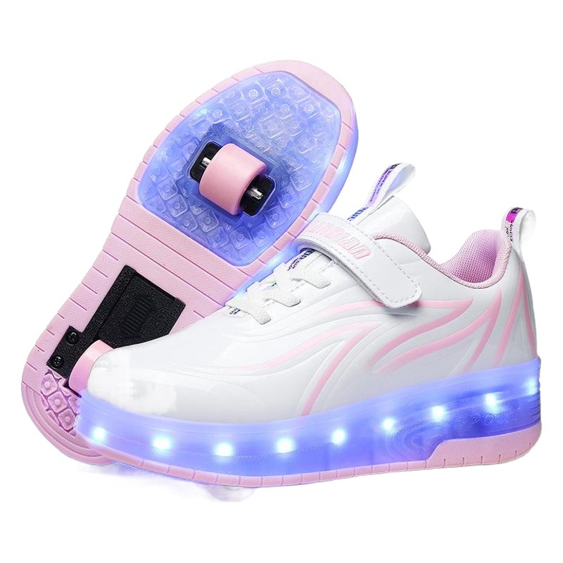 Foreign trade skates in stock wholesale delivery boys and girls adult explosion shoes single wheel LED colorful lights manufacturer