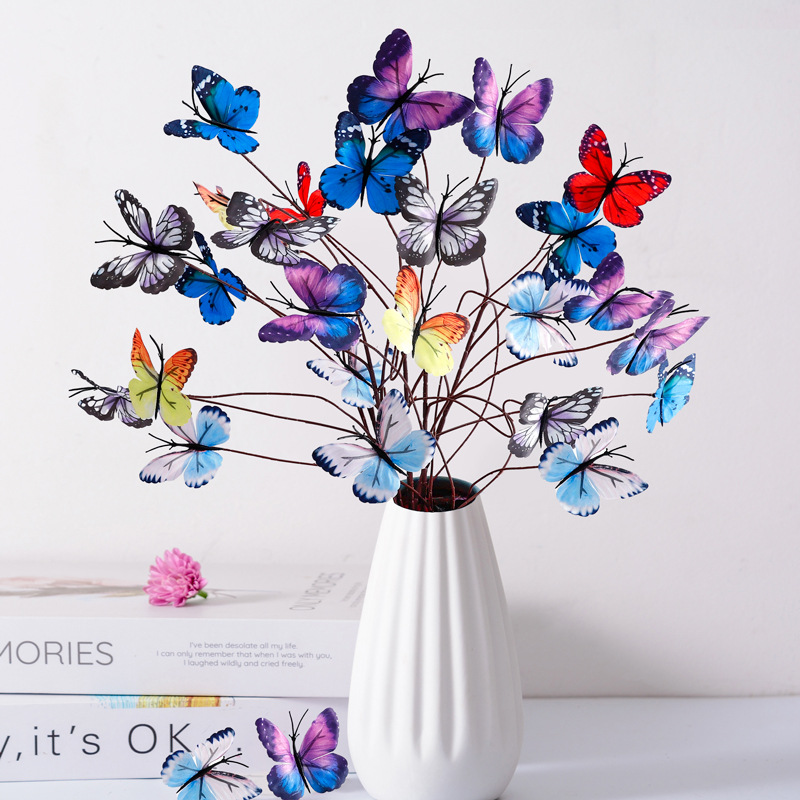 Flower Love Artificial Flower 5 Butterfly Floriculture Decoration Home Flower Arrange Material Flower Shop Handmade DIY Floriculture Packaging Materials