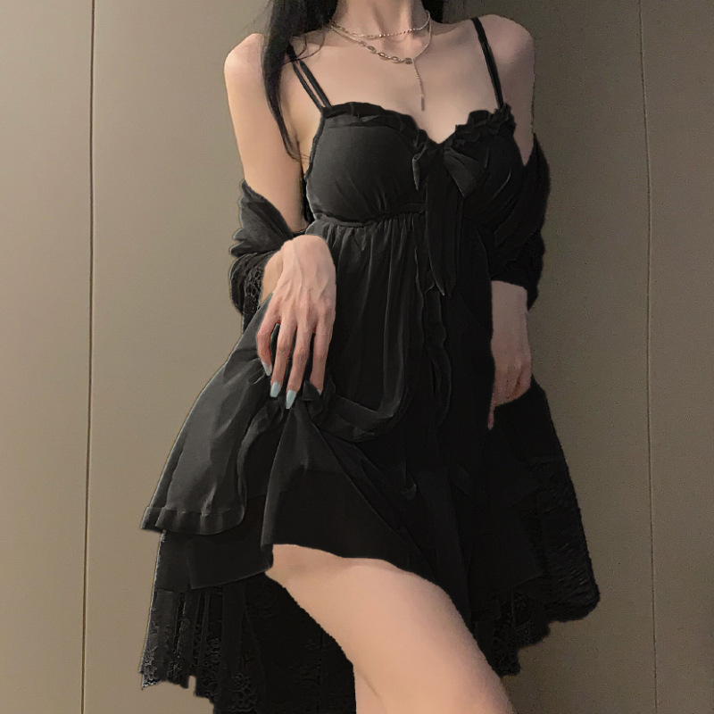 Cross-border New Sexy Temptation Women's Sling Nightgown Outer Wearing Summer Comfortable Breathable Home Clothes suit Hair