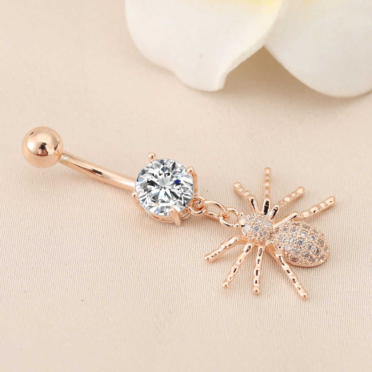 Picture of Cross-border hot-selling Halloween spider stainless steel navel nail with zircon navel ring personalized simple puncture jewelry