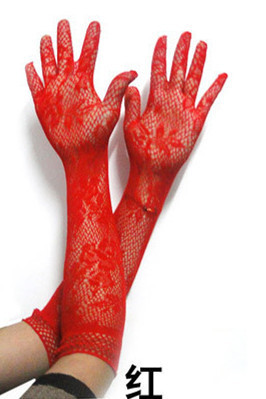 Picture of Night Spring Style Sexy Transparent Lace Super Elastic Gloves Bride Nurse Maid Sexy Lingerie Seductive Set