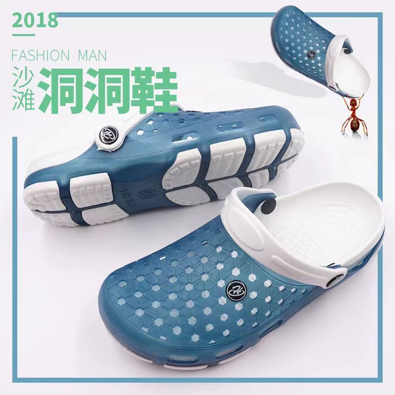 Baotou Crocs Men's Non-Smell Outerwear Soft Sole Wear-Resistant Non-Slip Beach Shoes Internet Celebrity Casual Sandals and Slippers Wholesale