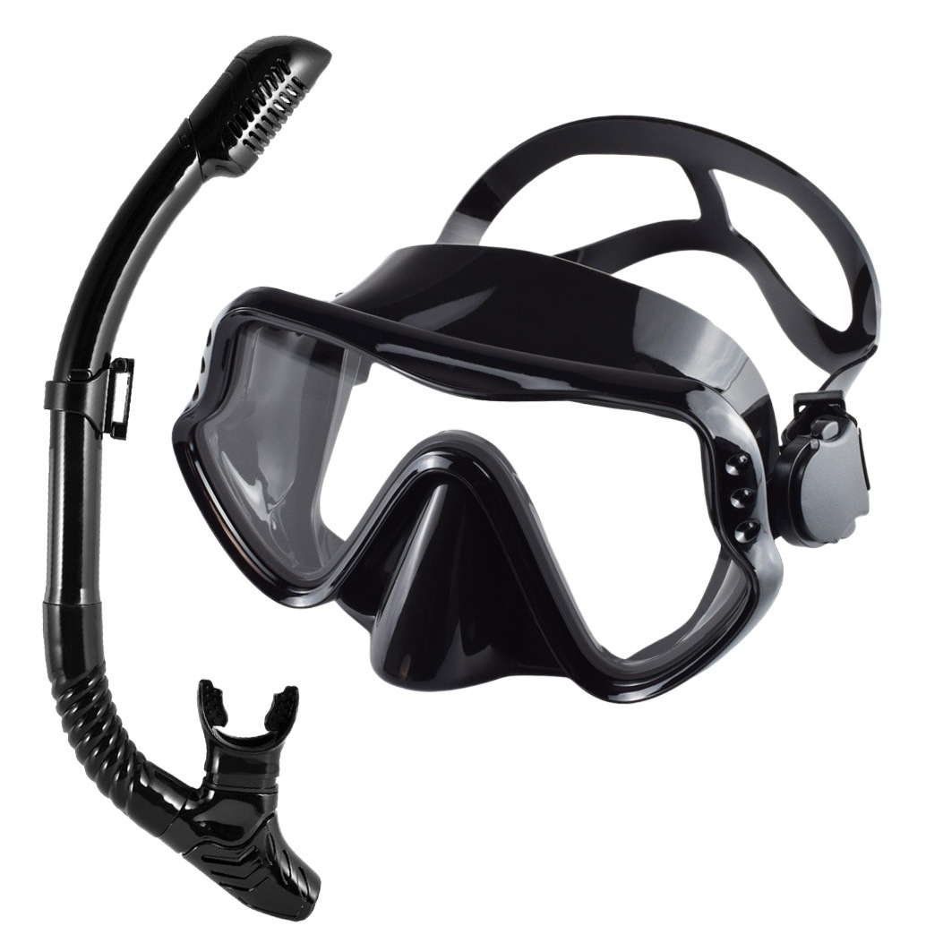 Diving Goggles Breathing Tube Set Diving Mask Men and Women Adult Large Frame Silicone Mirror Swimming Snorkeling Glasses