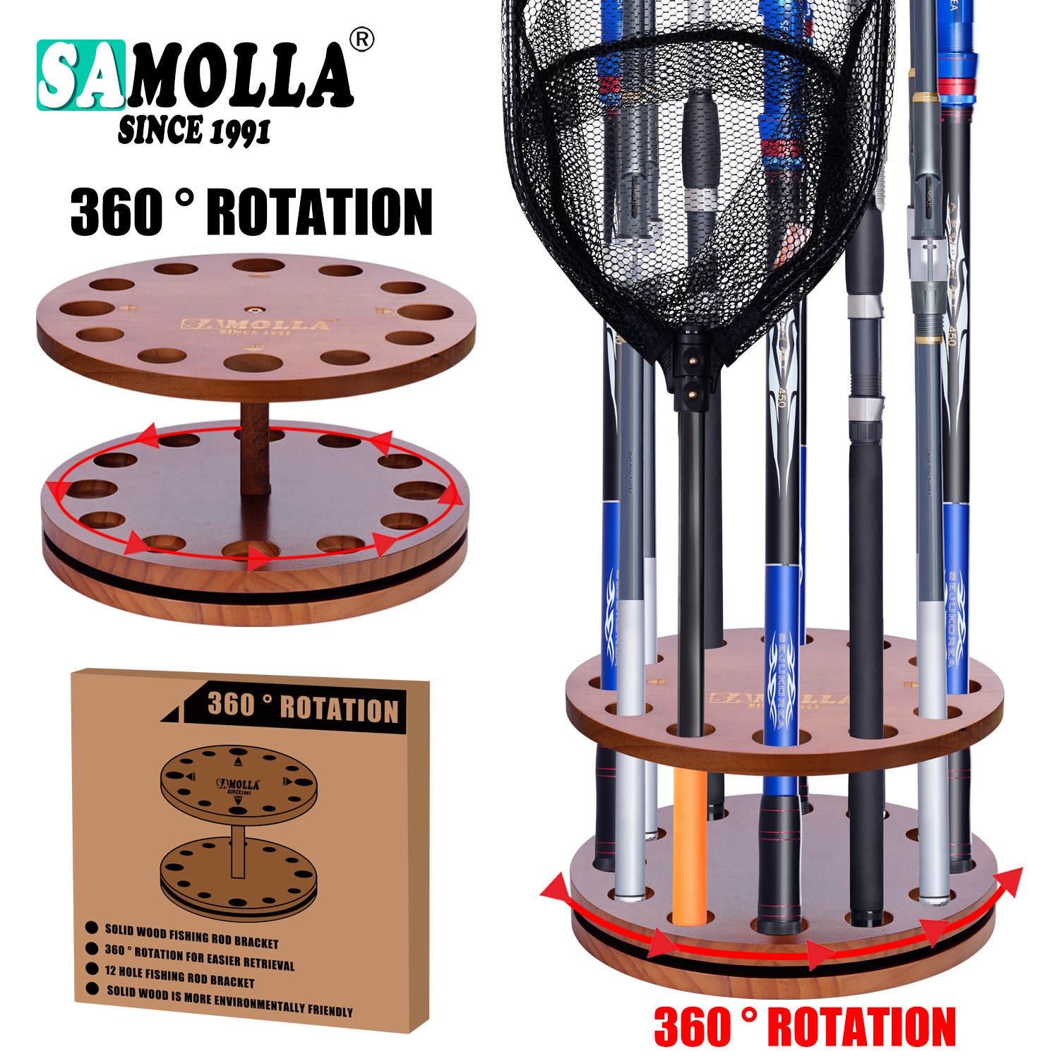 2025 New Wooden Fishing Rod Storage Rack Luya Rod Rack Display Rack Household Fishing Rod Rack Amazon Hot Style