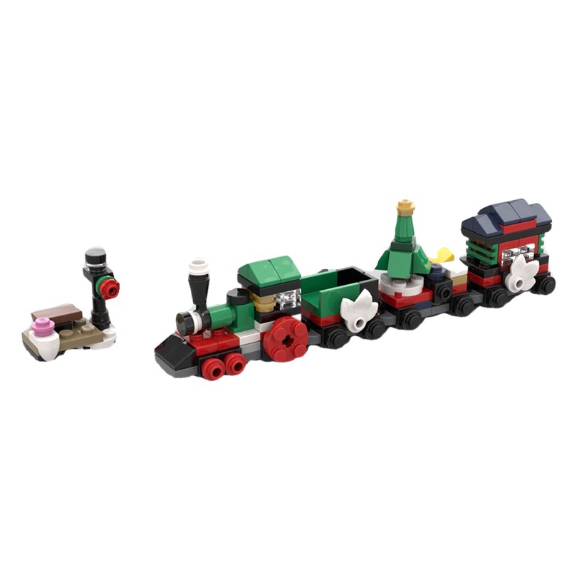 MOC-113276 Christmas winter holiday train compatible with Lego small particles assembled puzzle building blocks toy gift