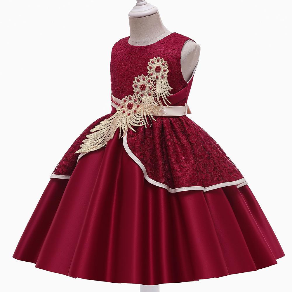 Picture of 2024 new cross-border children's dress lace embroidered bow applique costume princess dress manufacturers supply