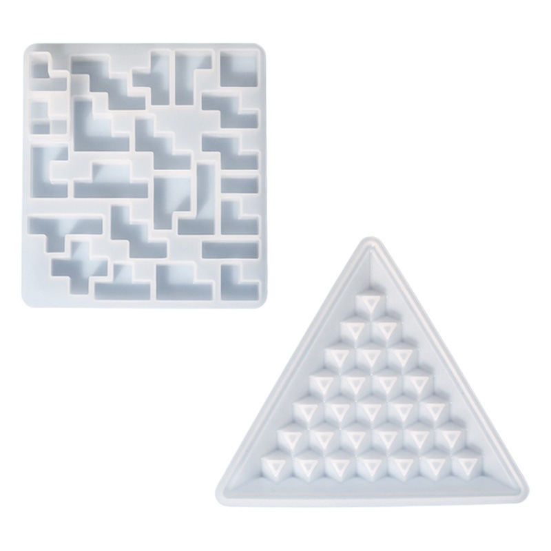 Pompous diy drop mold pyramid puzzle square building blocks toy pile pile music silicone mold wholesale