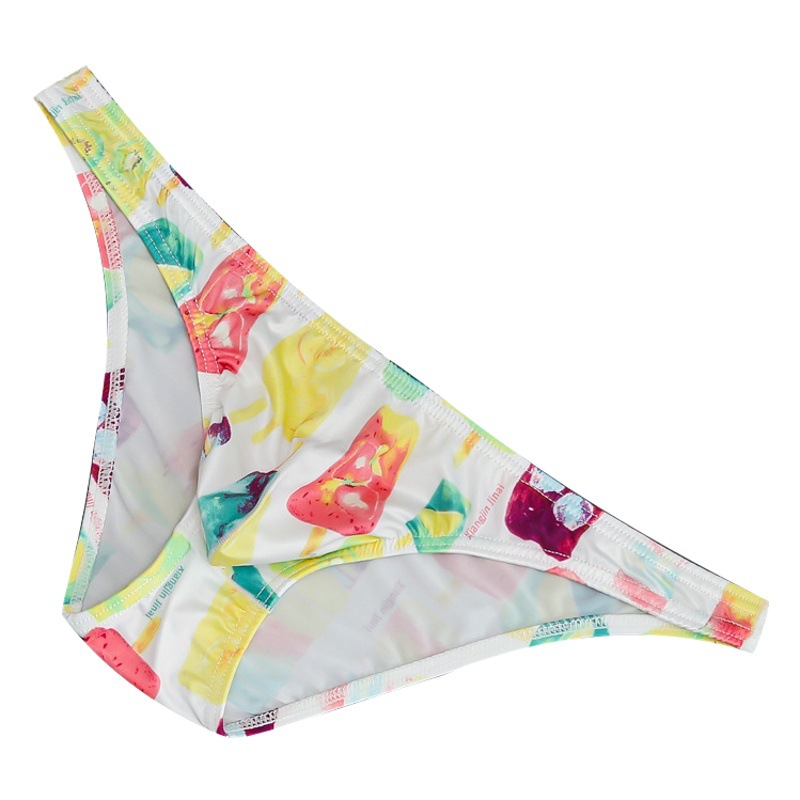 thong men's mesh triangle underpants head fun gay sexy low waist printing gay cross-border in stock wholesale