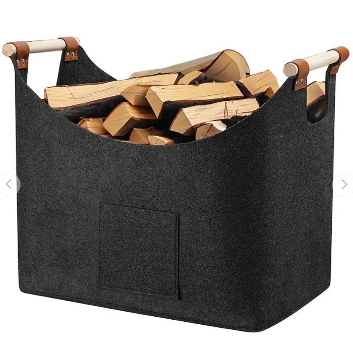 Felt firewood tote bag, non-woven fabric firewood thickened storage bag, fireplace felt match storage basket