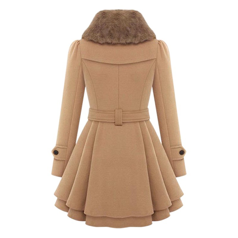 eBay2024 New European and American Women's Slim-fit Long Woolen Coat Double-breasted Woolen Coat Trenchcoat Women