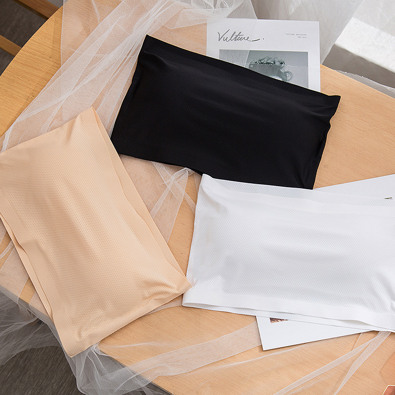 Picture of Seamless Ice Silk Breathable Tube Top Bottoming Anti-running Light One-word Beautiful Back Ice Silk Hollow Tube Top Wrapping Detachable Chest Pad