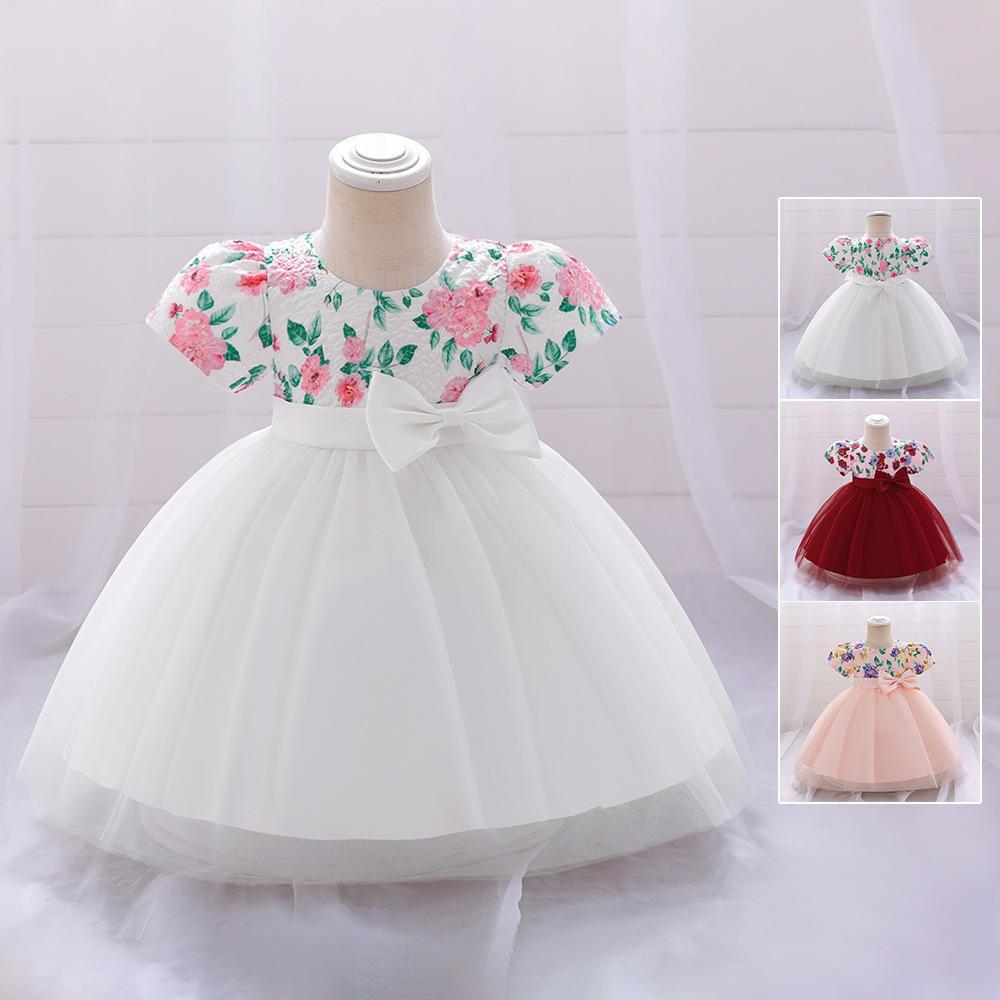 Picture of Amazon Cross-border Baby Dress Baby One-year-old Stitching Mesh Wedding Dress Girls Banquet Party Evening Dress
