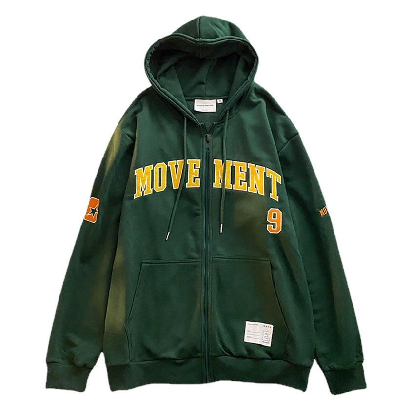 Cross-Border New European Version Sweatshirt Women's Early Autumn American Thin Loose Top Hooded Zipper Cardigan Jacket Ins