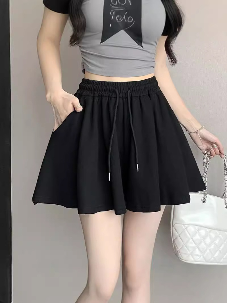 Summer Loose Popular Ballet Style A- line Five-point Pants Women's Small Slimming Mid-waist Anti-running Pleated Shorts