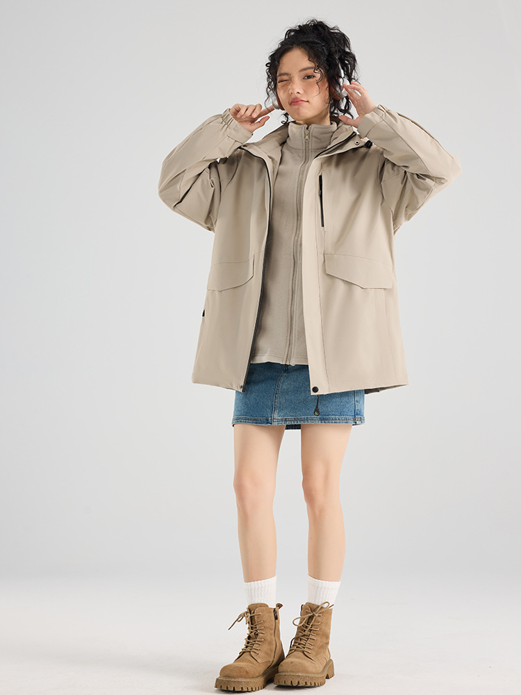 Jacket Three-In-One Men's and Women's Two-Piece Set Graphene Liner Removable Windproof Waterproof Warm Work Clothes Trendy