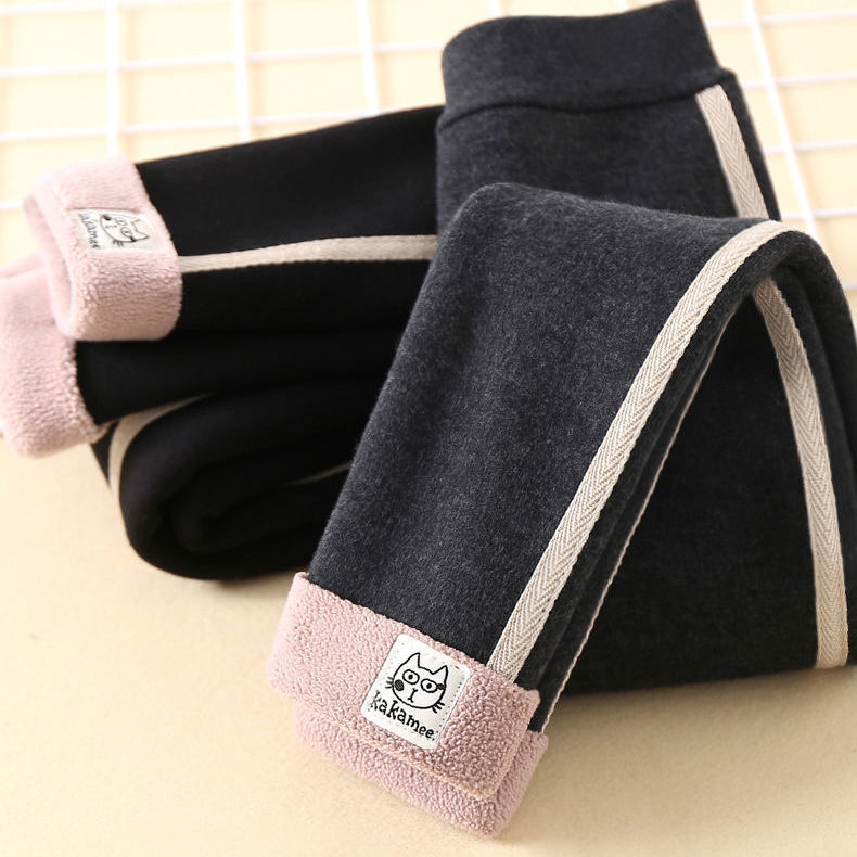 Picture of Girls' Winter New fleece-lined Thickened Leggings Baby Girls' One-piece Velvet Warm Outer Wear Pants Children Trendy Trousers