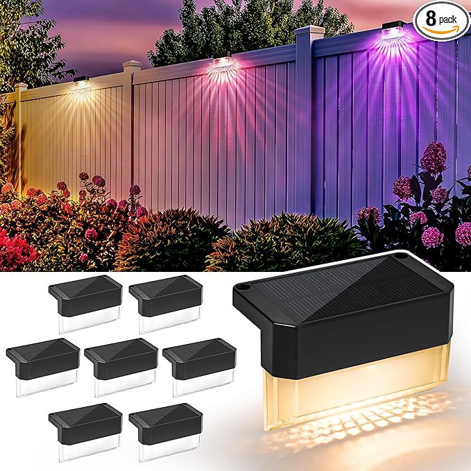 Solar Stair Light Waterproof Step Light Fence Fence Light Balcony Garden Three-Color Solar Wall Washer Light