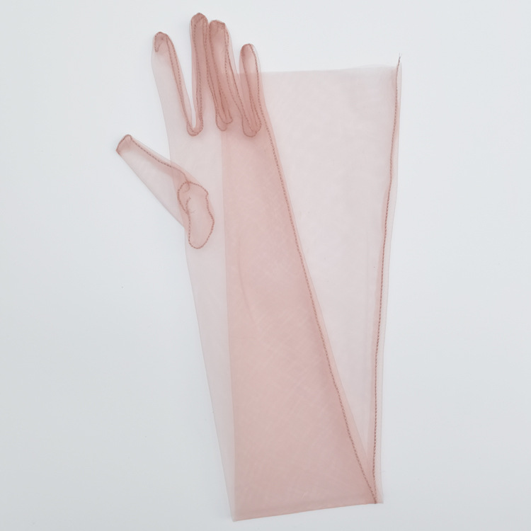 Picture of 55cm Long 70cm DIY Sheer Plain Bridal Wedding Dress Gloves Sexy Black and White Wine Red Mesh Wedding