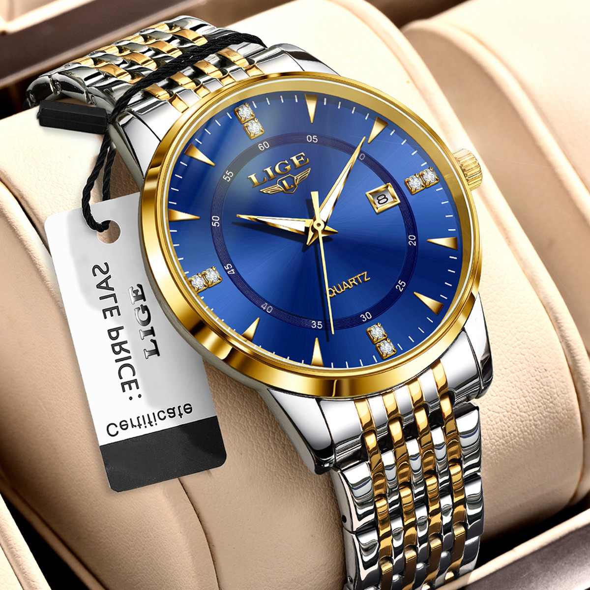 Middle-aged and elderly watch men's fashion waterproof calendar multi-functional steel band quartz watch simple new wrist watch wholesale
