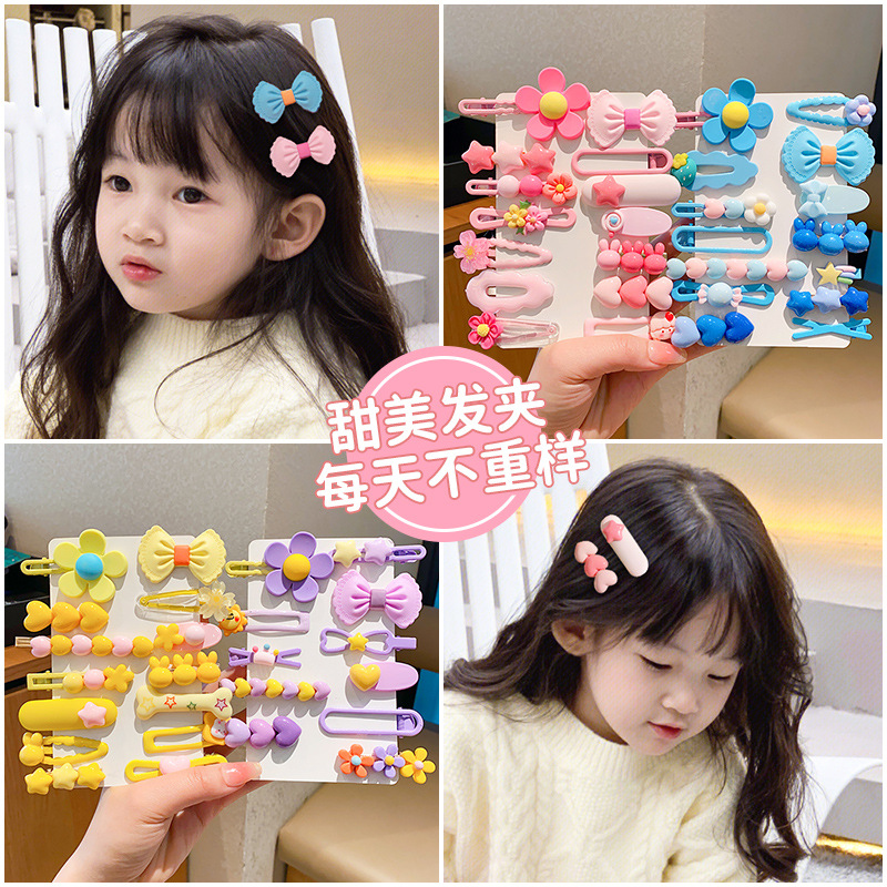 Children's hairpin girls' bangs side clip does not hurt hair little girl's back clip baby cartoon flower hairpin