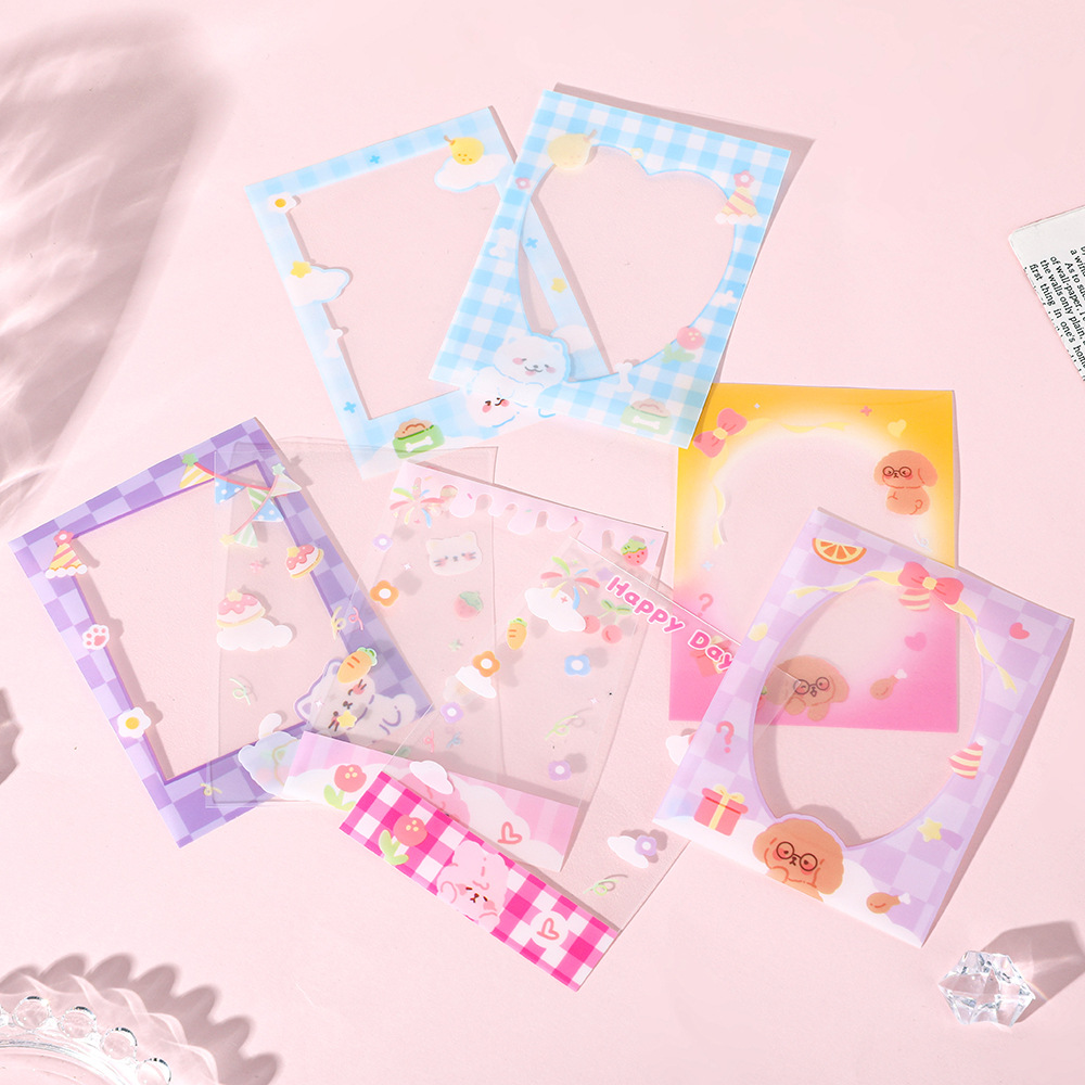 Simple Ins Style Cute Cartoon Pattern Small Kaka Film Protective Cover Transparent Packaging Small Card Photo Protective Cover