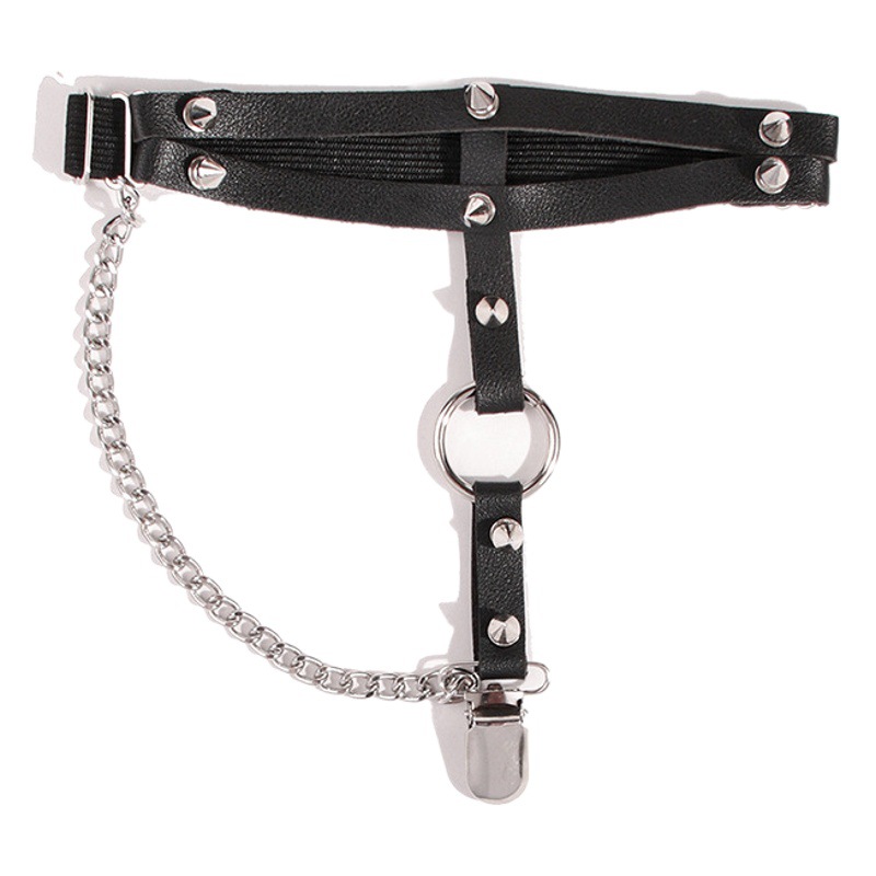New Ladies Punk Style Chain Rivet Decoration Single Fashion Dark Garter Belt Y2K Young Women Socks Buckle