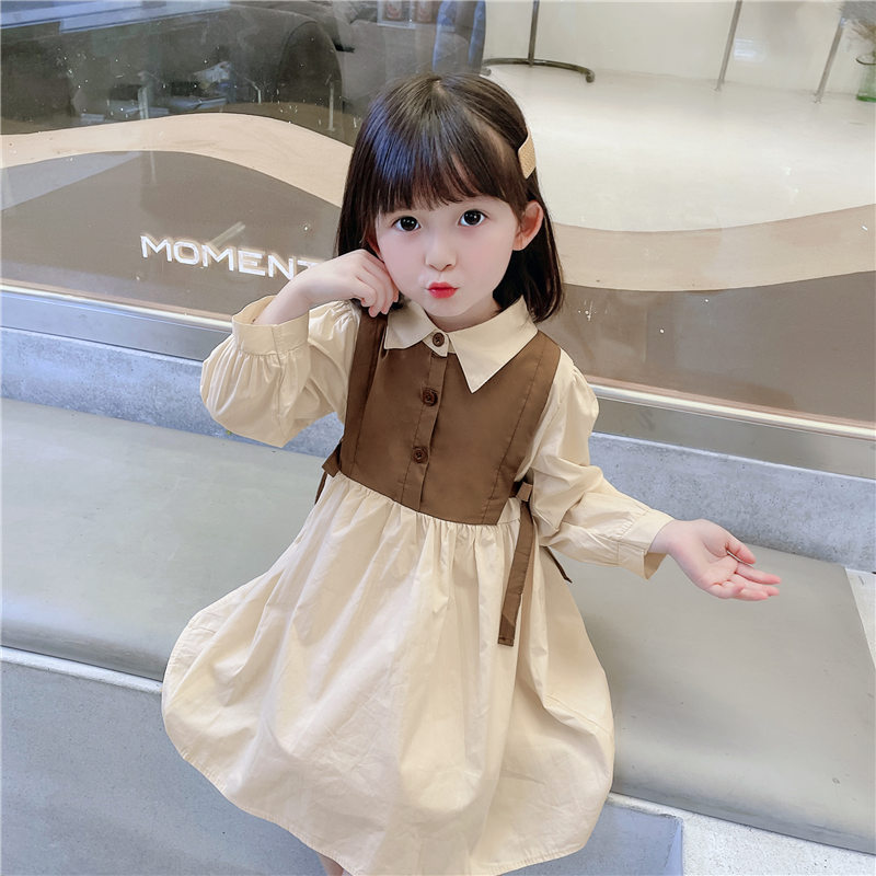Picture of Korean version 2022 spring and autumn new girls' temperament pearl bow tie white shirt children's fashionable vest dress tide