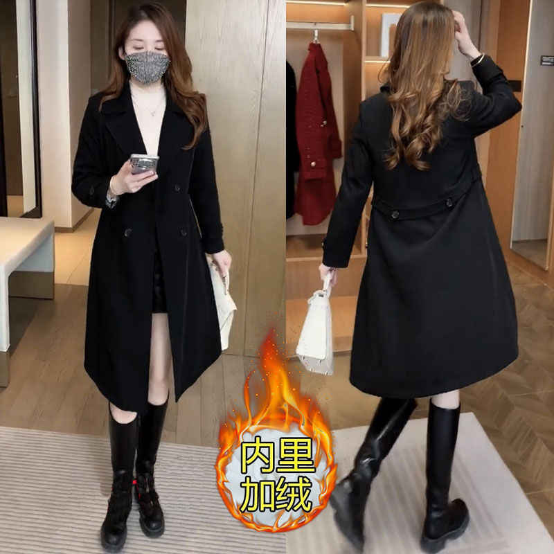 Picture of Mid-length Windbreaker Coat Women's 2025 Autumn and Winter New Arrival Foreign Elegant Slim Look Dress Collar Cotton Warm All-match Coat