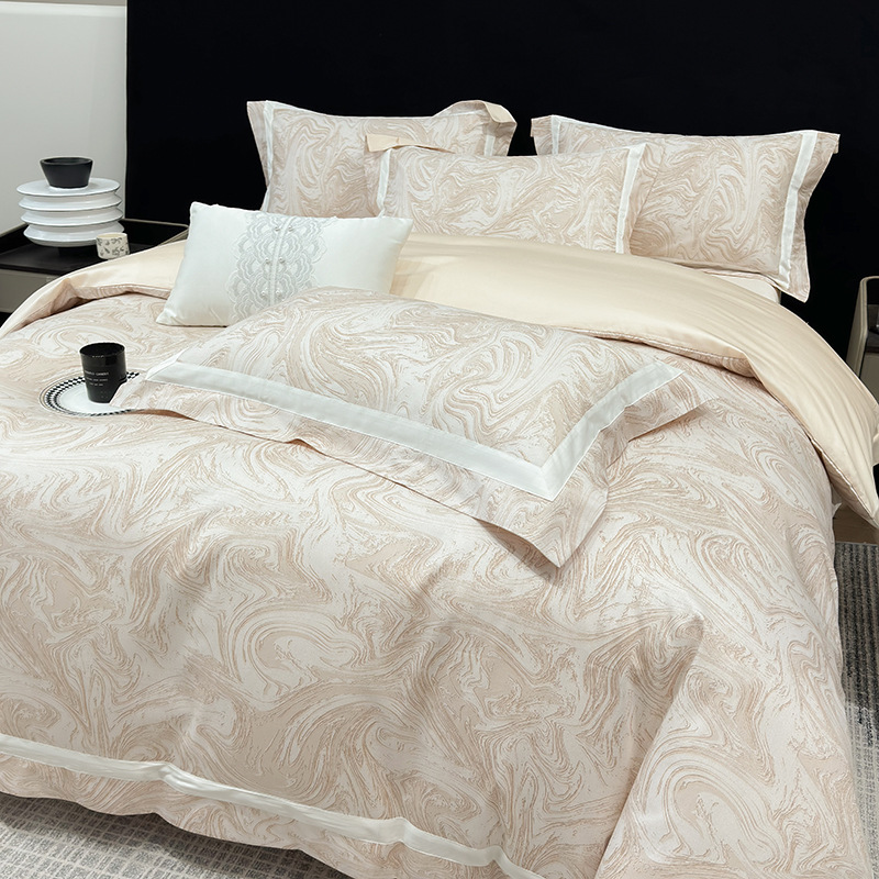 Picture of Class a Classy 240 Count Cotton Satin Four-Piece Set Long-Staple Cotton Pure Cotton Skin-Friendly Naked Sleeping Bed Sheets Quilt Cover Nantong Home Textiles