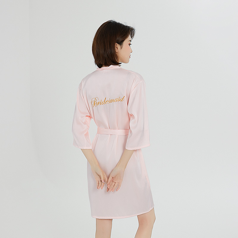 Picture of bride Gown morning Gown Lady nightgown wedding makeup bridesmaid group wedding kimono imitation silk satin bathrobe