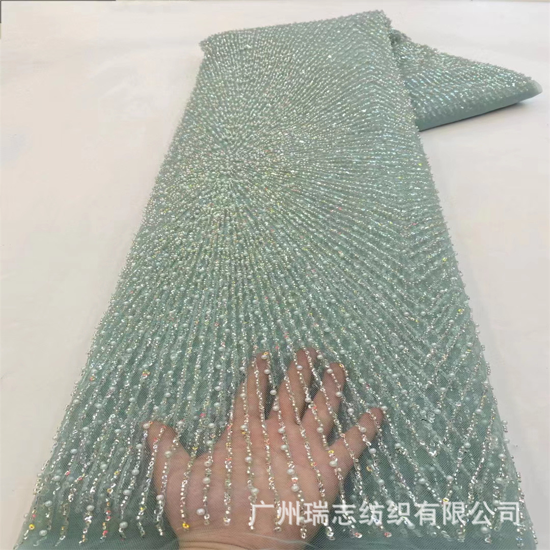 European and American Fashion Fabric Sequin Embroidery Beaded Sequin Embroidery Beaded Tube Embroidery lace Dress Evening Dress lace