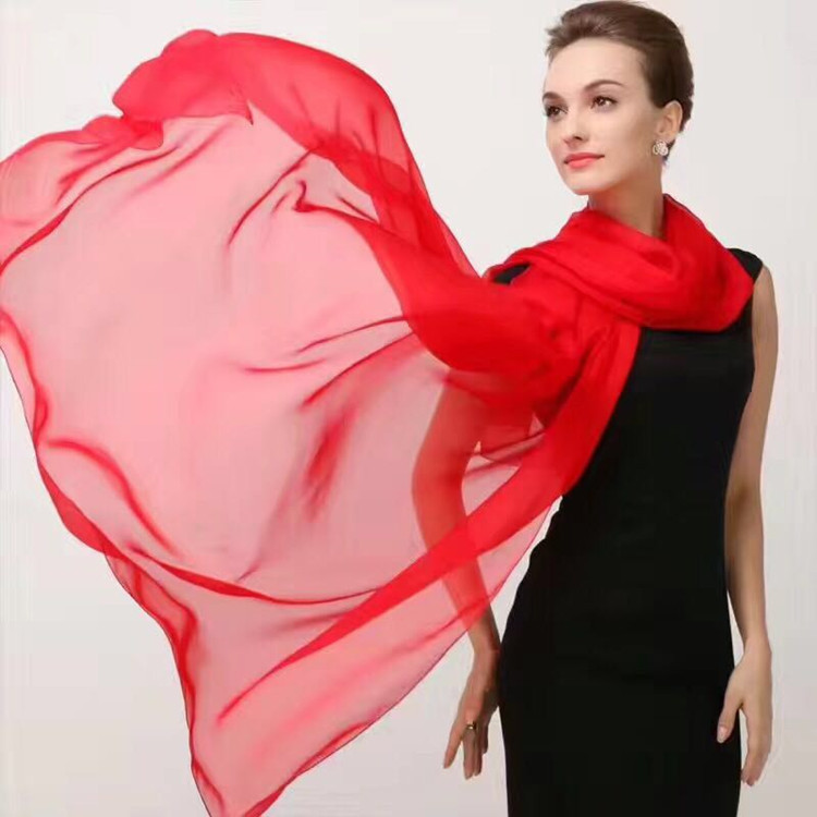 New Red Scarf Beach Scarf Women's Superior Soft Yarn Dance Scarf Solid Color Long Large Size Shawl Scarf