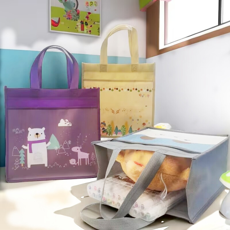 Spot stock shopping shopping bag cute non-woven tote bag environmental protection bag small cartoon portable sandwich folding