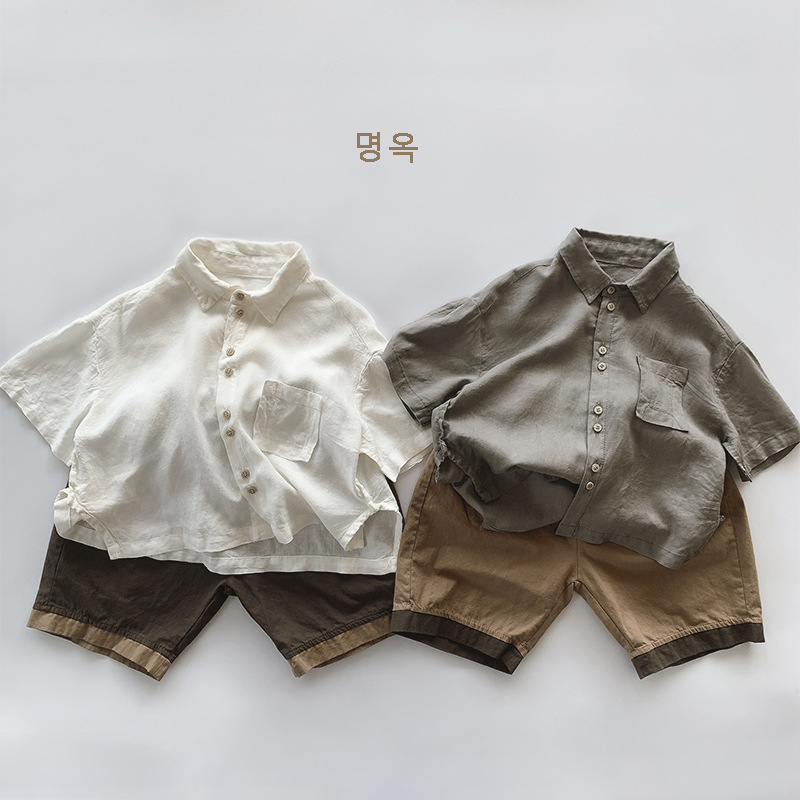 Picture of Smooth Cotton Cool Summer Children's Thin Shirt 2025 Boys and Girls Korean Style Distinctive Short-sleeved Top Trendy Children's Wear