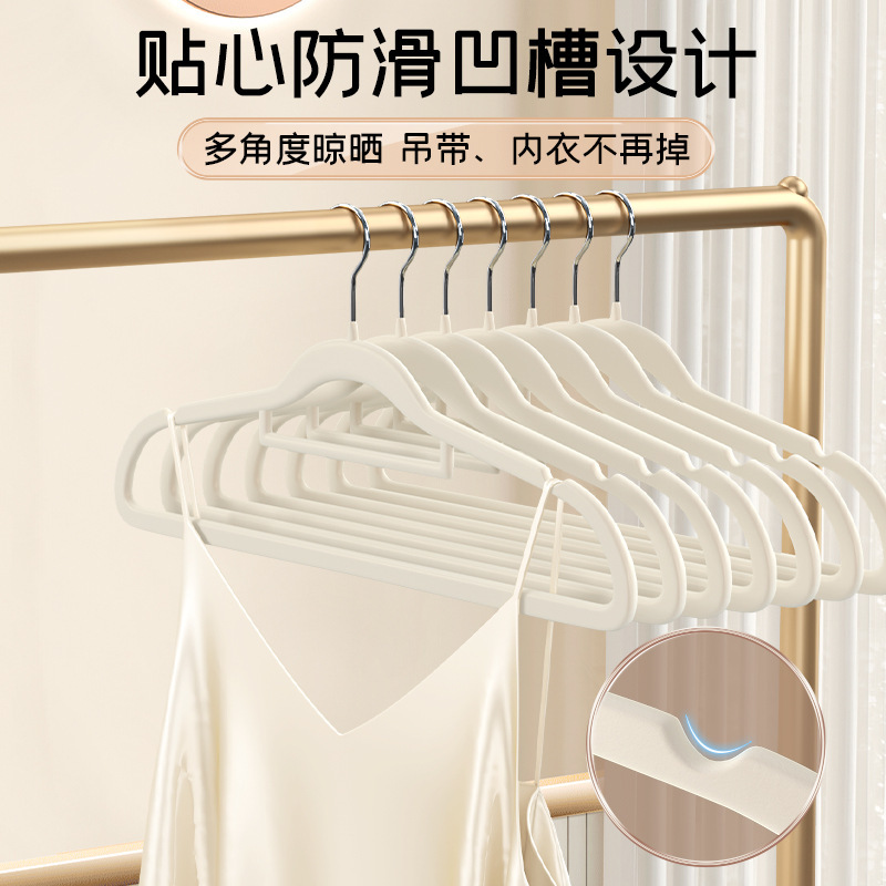 Picture of Factory Flocking Hanger Seamless Anti-slip Clothes Hanging Household Thickened Clothes Pants Hanging Rack Finisher Storage Clothes Brace Wholesale