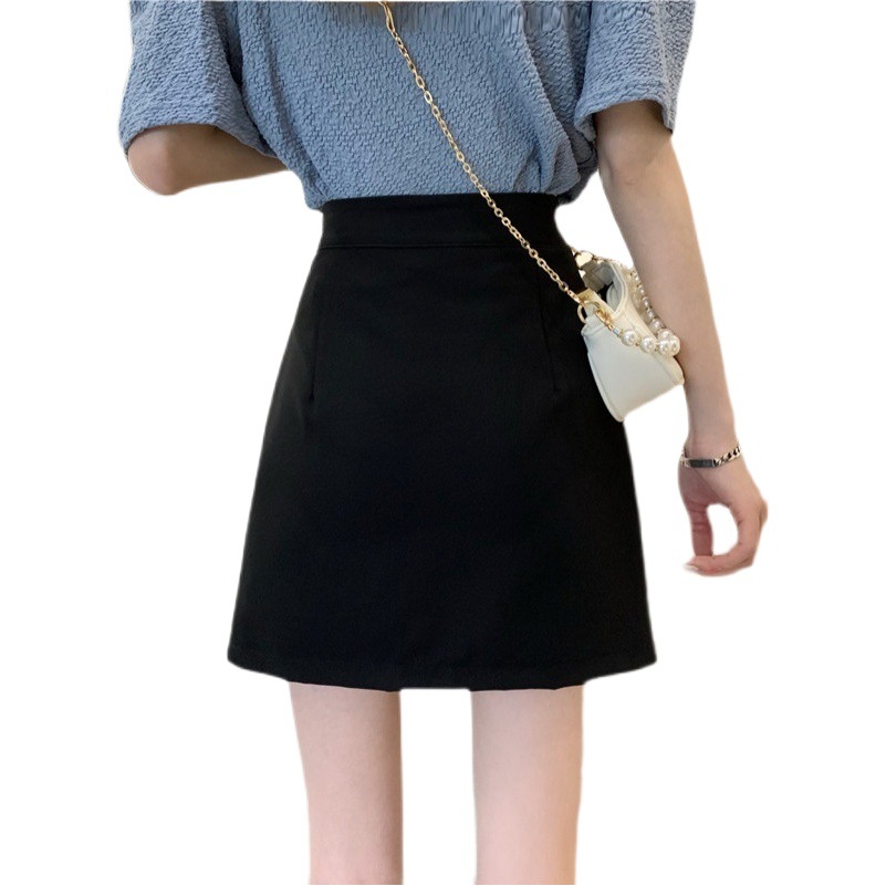 Skirt Women's Summer Misty Design Irregular Split Short Skirt High Waist Anti-Light A- Line All-Match Hip Pants Skirt