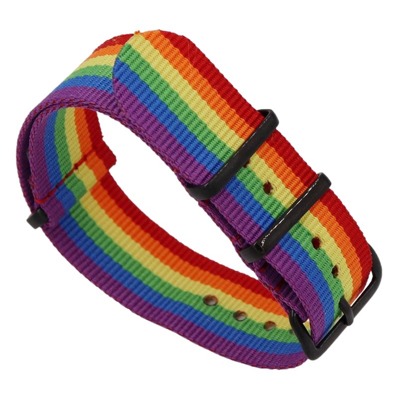 AliExpress Explosions NATO Nylon Canvas Strap Vacuum Plated Black Clasp Solid Color Cloth Bracelet 3 Ring 007