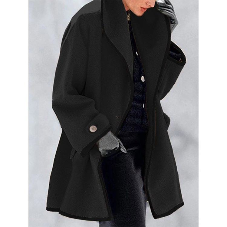 Picture of Plus-Size Baggy Thin Outwear Popular European and American Fashion Export Loose Woolen Mid-Length Outwear for Women