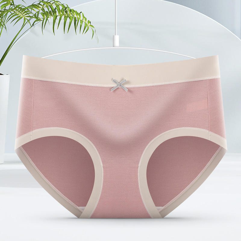 Picture of Underwear Women's Modal Anti-bacterial File Soft Skin-friendly Breathable Comfortable Macaron Color Contrast Mid-waist Briefs