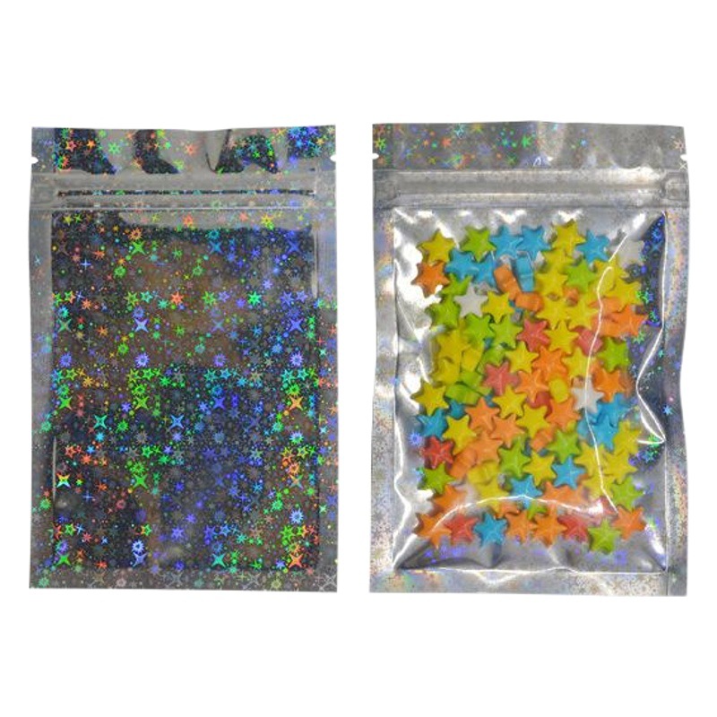 Thickened Yin and Yang stars laser aluminum self-sealing bag eyelash jewelry food pull bone packaging bag 100 price
