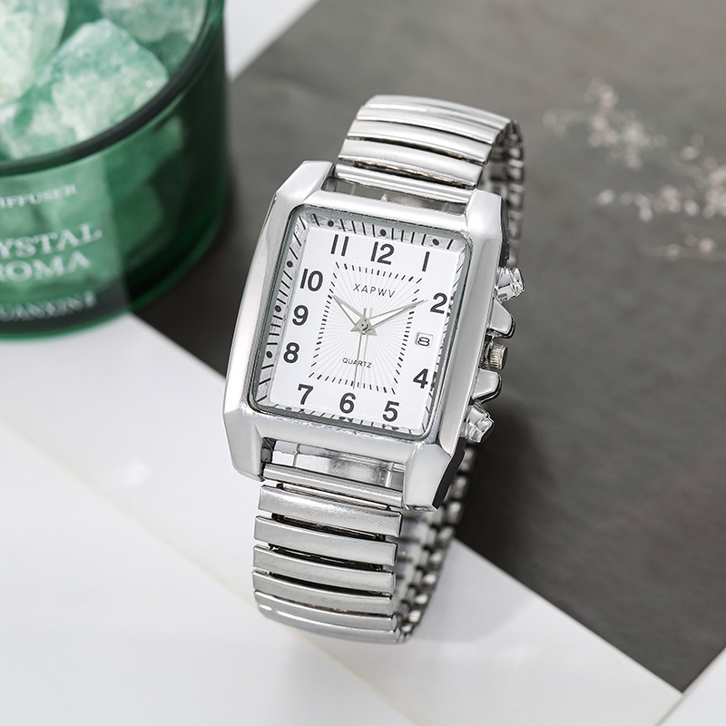 Picture of Middle-aged and elderly elastic spring belt old man watch classic generous plate large digital quartz watch suitable for elders gift