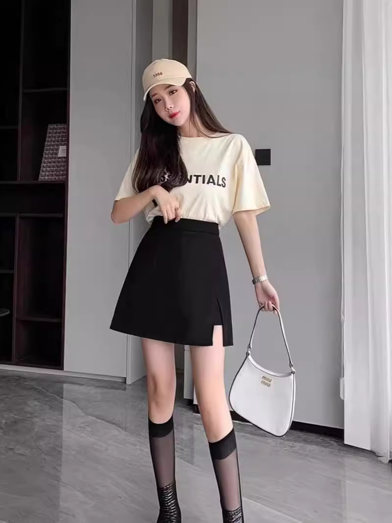 Short Skirt for Women 2024 New High-Waisted Slimming Hip-Hugging Slit Skirt Pants Suit A-Line Shorts Skirt Casual Versatile