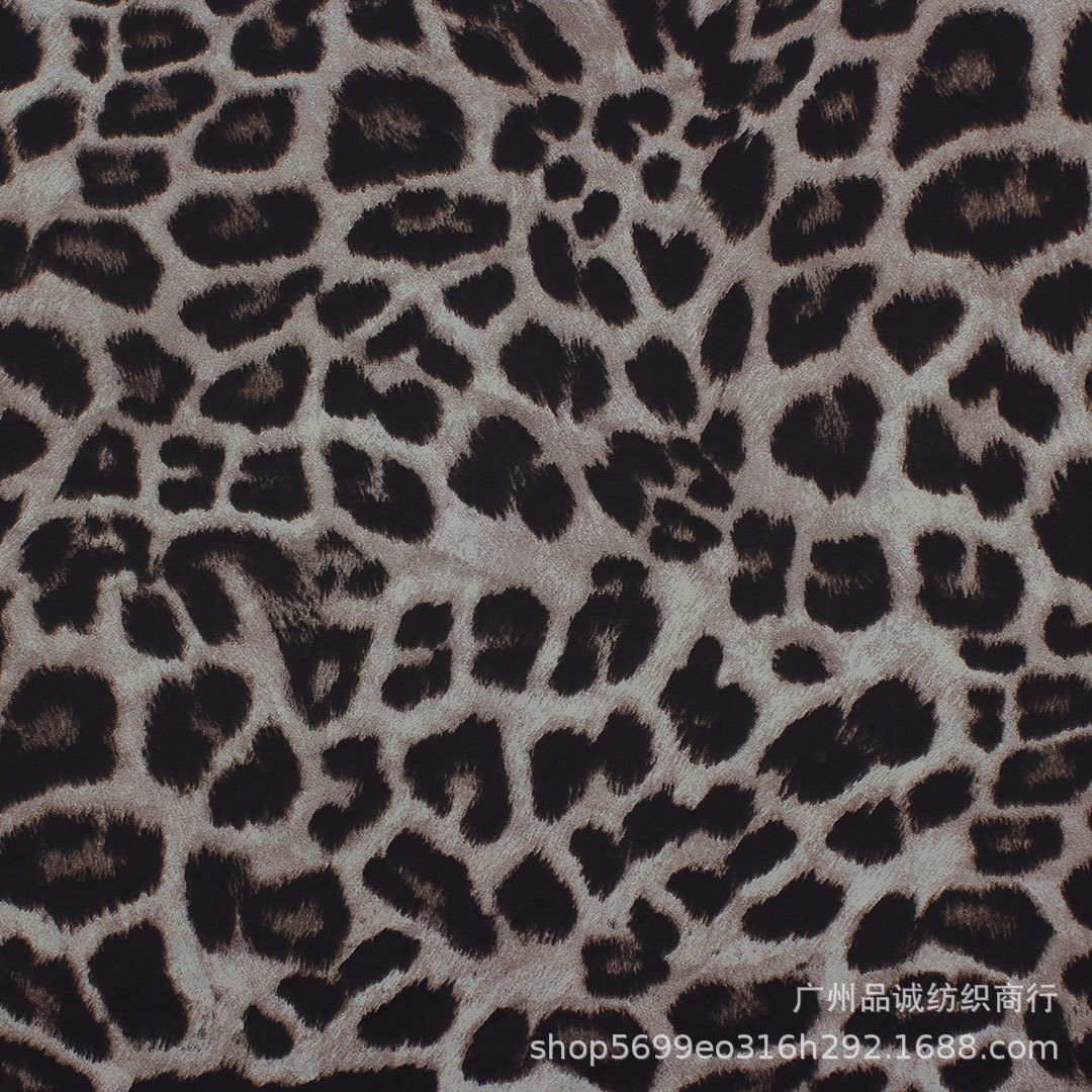 Picture of 100D four-sided elastic printing European and American leopard print chiffon printed cloth cross-border women's clothing dress shirt children's clothing fabric