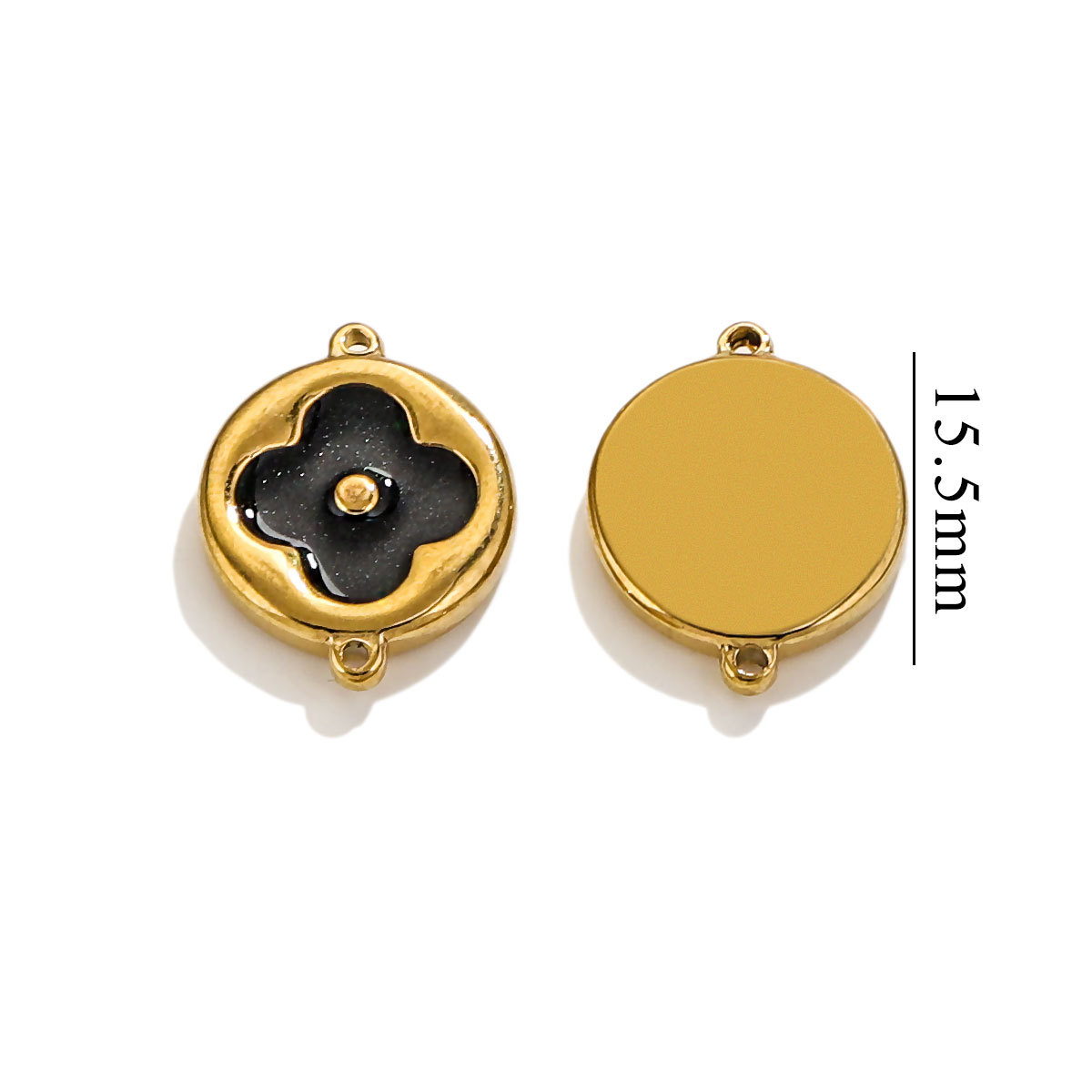 Picture of Spot Wholesale Strong Color Retention Electroplating 18K Gold-Plated Inlaid Four-Leaf Clover Double Hanging Bracelet Necklace DIY Jewelry Accessories