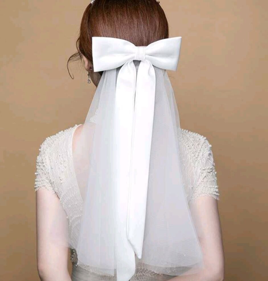 Picture of Bride's Veil Mori Travel Photograph Accessories Wedding License Bow White Small Tape Comb