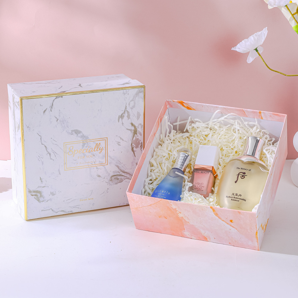Pink Square Marble Gift Box Green Birthday Gift Gift Packaging Box Empty Box Wedding Accompaniment Gift Box